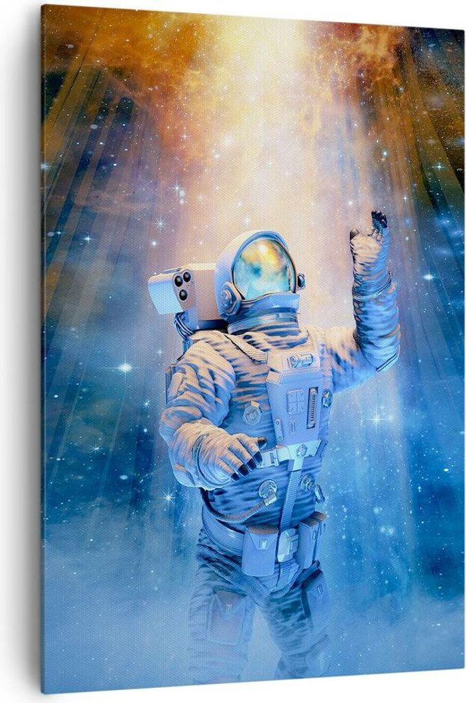 Bild auf Leinwand - Leinwandbild - Einteilig - Astronaut Licht Kosmos - 70x100cm - Wand Bild - Wanddeko - Wandbilder - Leinwanddruck - Wanddekorati...