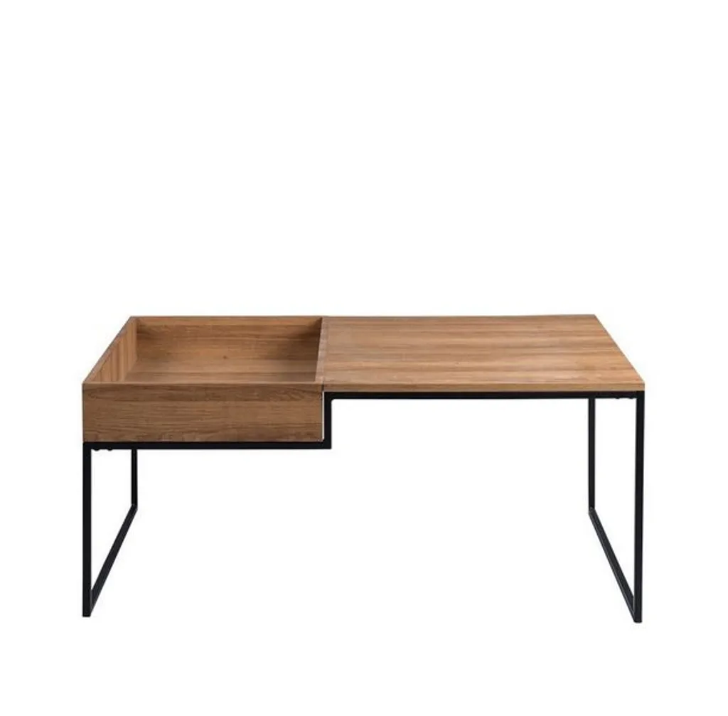 Table basse bois et métal LOURIZ – Style bicolore chêne / noir 110cm