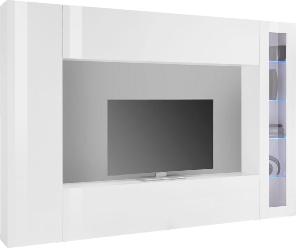 Dmora Wohnwand Alatri 260x30x180 cm Weiß, 8 Regale, Modular