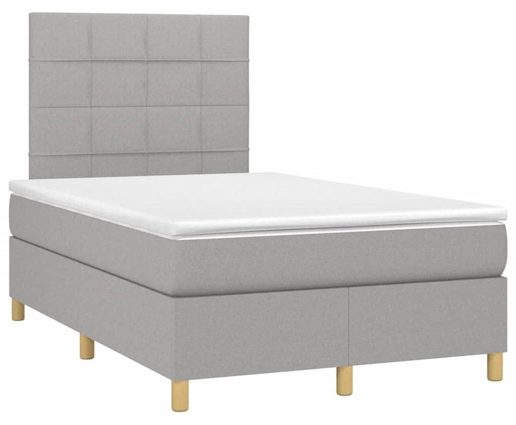vidaXL Boxspringbett mit Matratze Hellgrau 120x190 cm Stoff