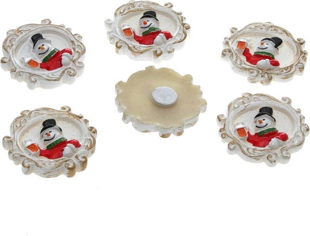 Streudeko "Schneemann im Rahmen" - ca. 3cm Ø - 1VE 18 Stück - 8009