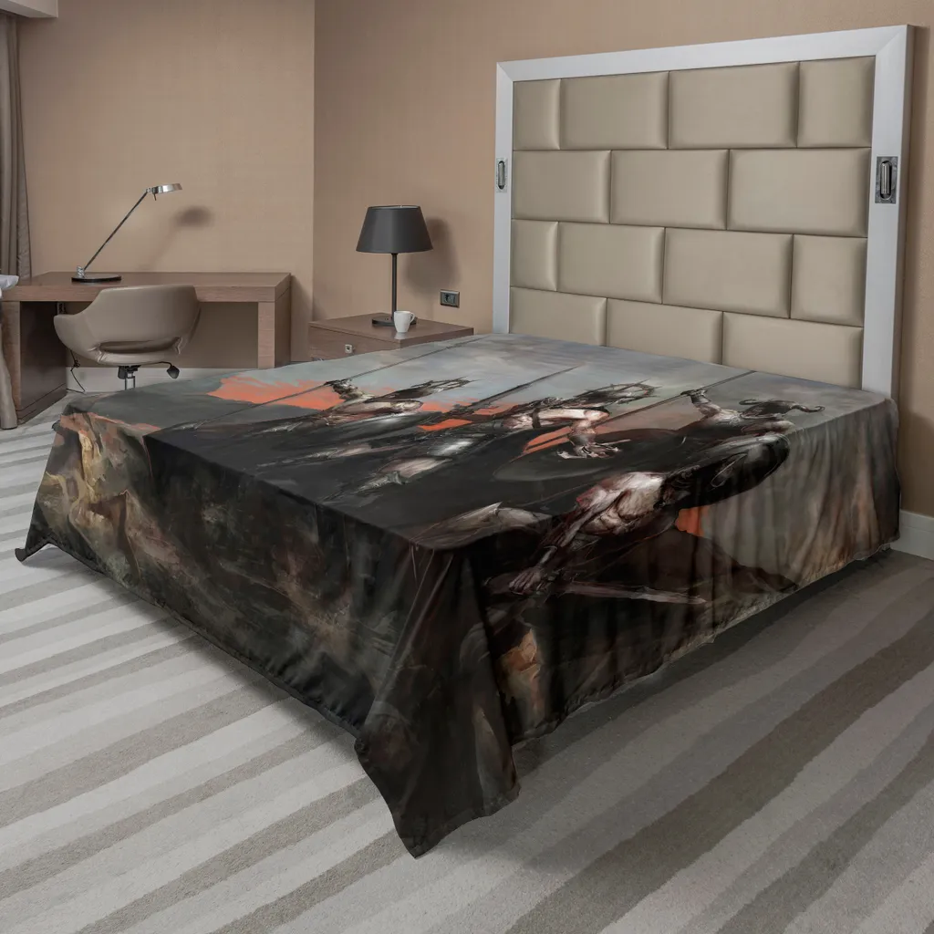 ABAKUHAUS Drap de Lit Fantasy World General Soldier 266x260cm Orange