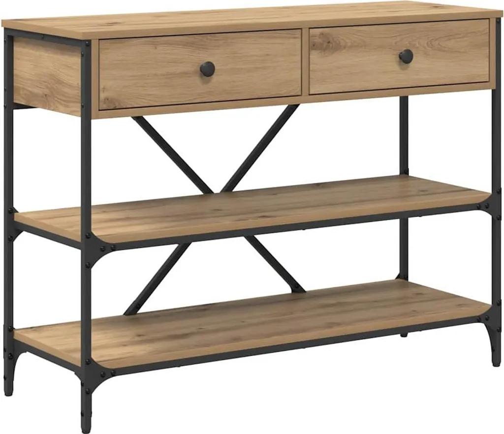 Consolle Ingresso Legno Marrone 100cm - Mobile Salvaspazio con Cassetti