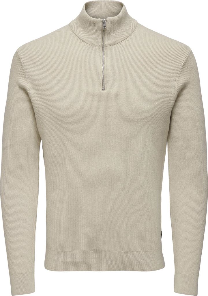 ONLY & SONS Feiner Strickpullover mit Reißverschluss Rundkragen Größe: S