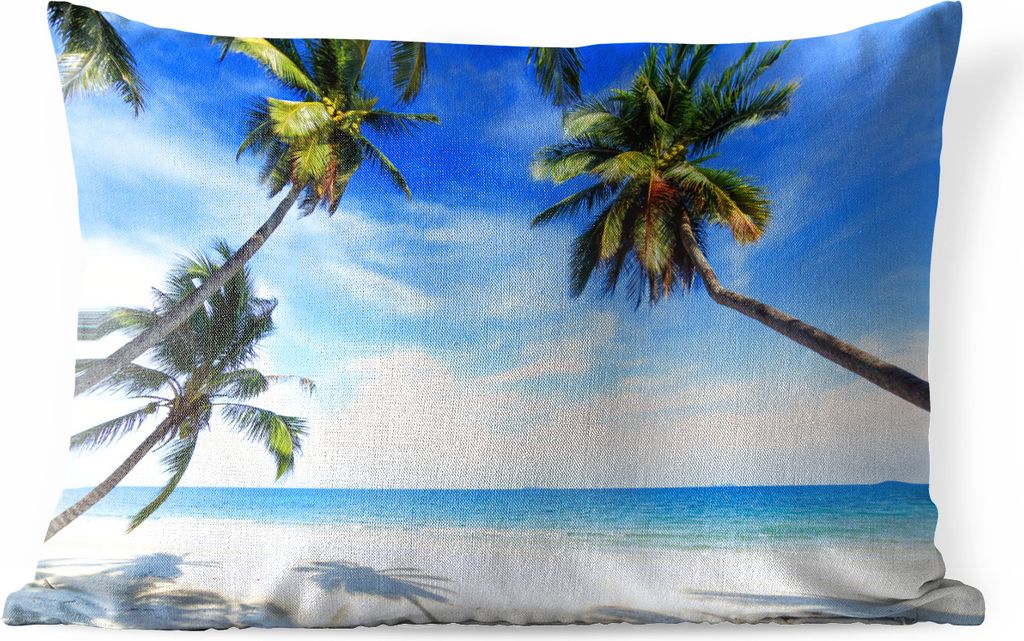 MuchoWow Outdoor Kissen - Palmen - Strand - Meer - 50x30 cm - Wetterfest - Lounge Kissen - Sofa kissen - Wohnzimmer Dekoration