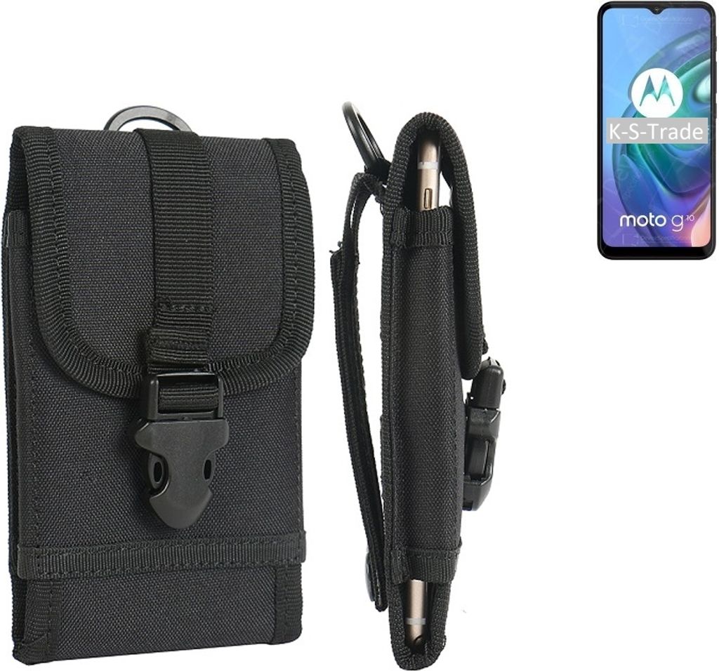 K-S-Trade Holster Handy Hülle kompatibel mit Motorola Moto G10 Holster Handytasche Gürtel Tasche Schutz Hülle Robust Outdoor schwarz