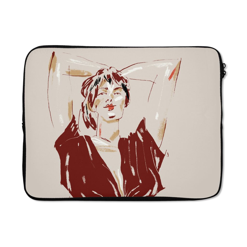 MuchoWow Laptop Hülle 15 Zoll Porträt - Frau - Rot - Abstrakt Laptoptasche - Laptoptasche - Sleeve - Rundum-Schutz