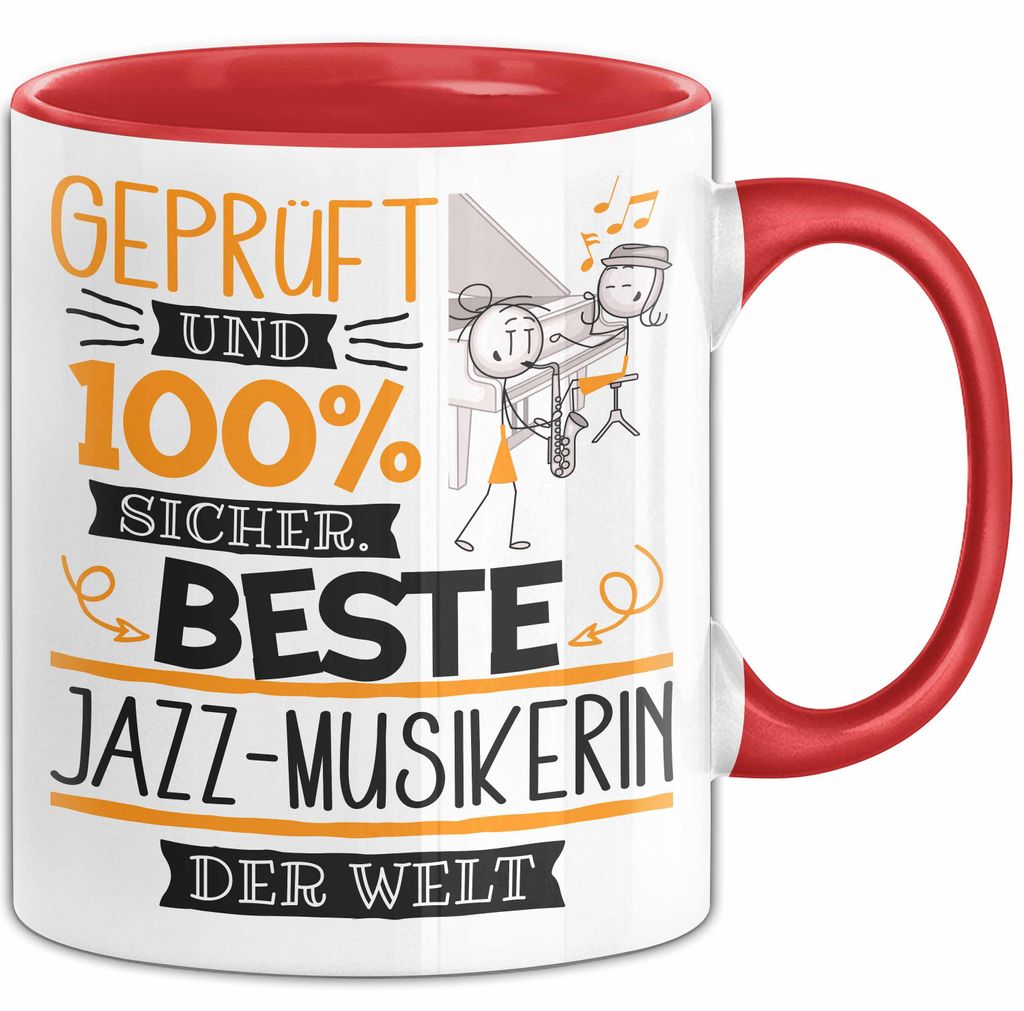 Beste Jazz-Musikerin Der Welt Tasse Geschenk für Eine Jazz-Musikerin Und Sicher Geschenkidee Geburtstag Weihnachten (Rot)