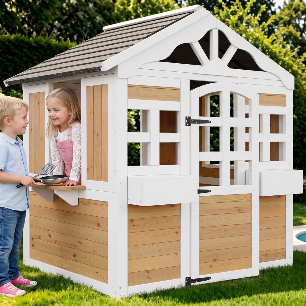 Merax Garten Kinderspielhaus aus Holz Spielhaus, Kinder Produktbild 
