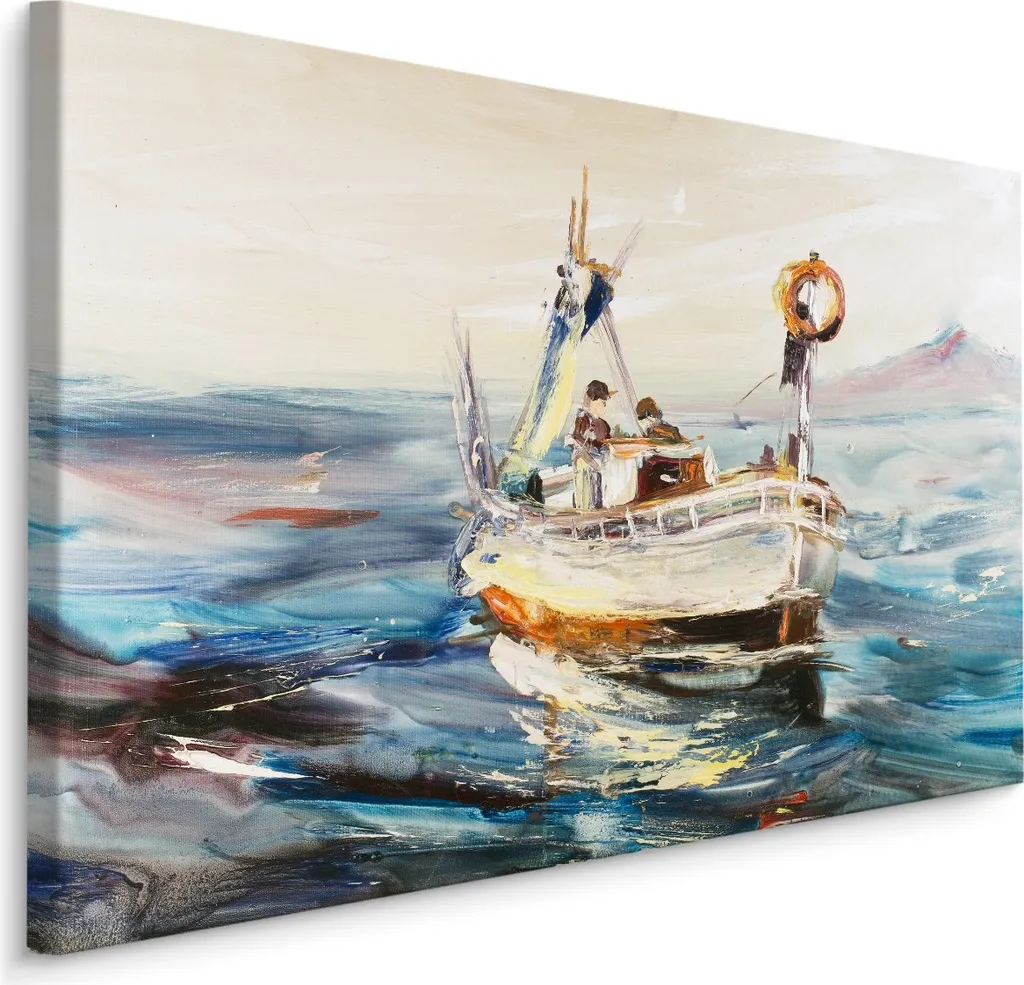 Favolosa carta da parati su tela 90x60 cm XXL stampa d'arte mare barca onde cielo