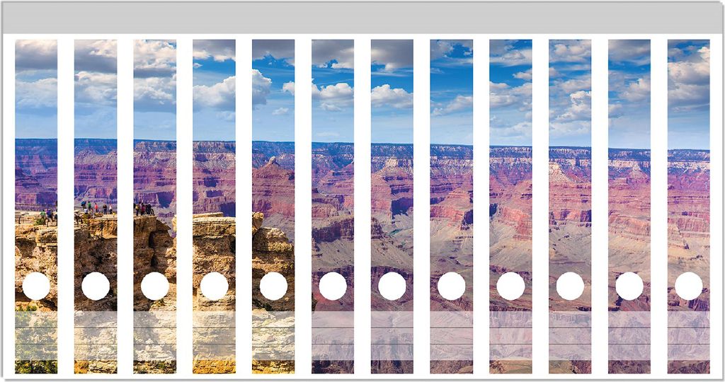 Wallario Ordnerrücken Sticker, selbstklebend für schmale Ordner, 12 Stück, Motiv Felsenschlucht im Grand Canyon Park Arizona
