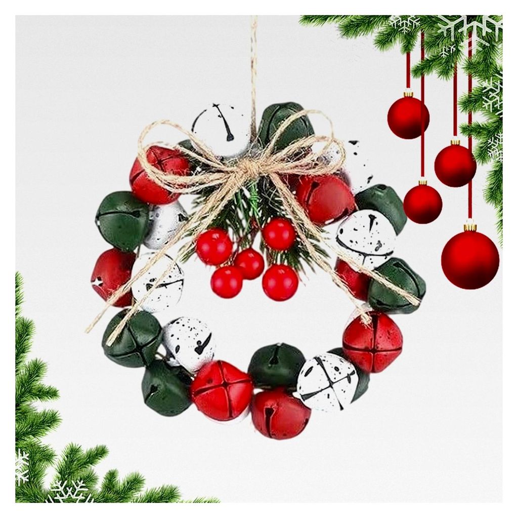 Weihnachtskränze für die Haustür - 6,5 cm Glocken Beeren Vintage Deko | Künstliche Dekoration für Kamin, Fenster, Tür, Tisch, Party, Hochzeit...