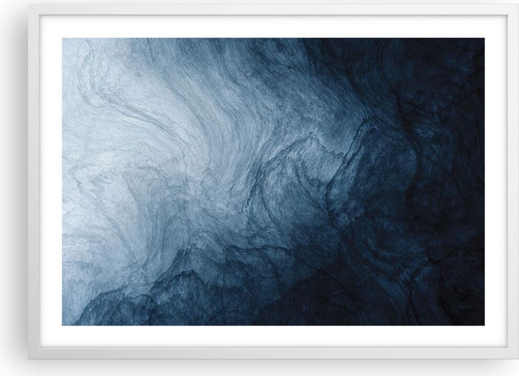 Gerahmtes Poster - Weißer Rahmen - Wasser Blau Farbe - 70x50 cm - Wand Bild - Wanddeko - Wandbilder - Kunstposter - Wandposter - Bilderrahmen - Bi...