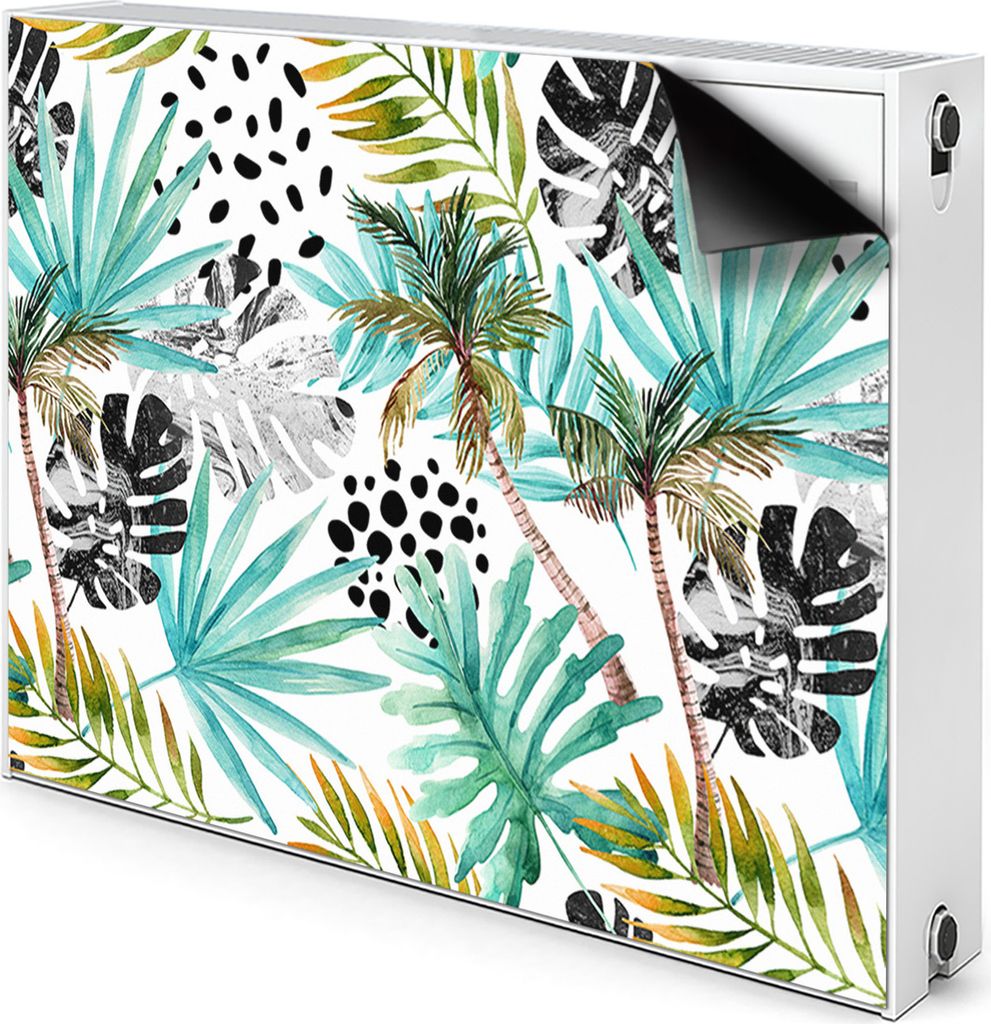 Magnet Heizkörper-Abdeckung Verkleidung Abdeckung Heizkörperabdeckung 90x60 cm - Palmen und Blätter