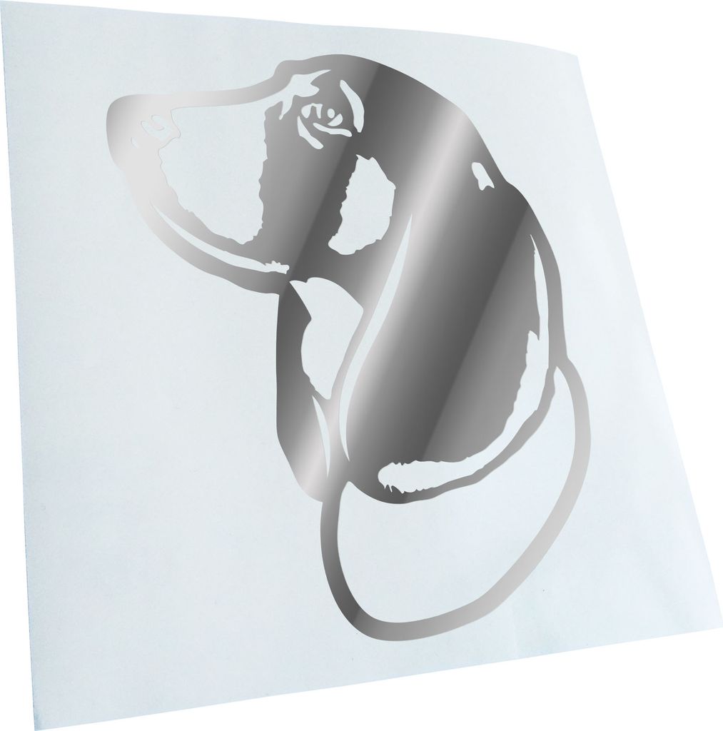 Kiwistar - Autoaufkleber - Baset Hound Hund - Chrom - 30x23cm - Aufkleber für Auto, Laptop, Fahrrad, LKW, Motorrad mehrfarbig JDM Decal Racing