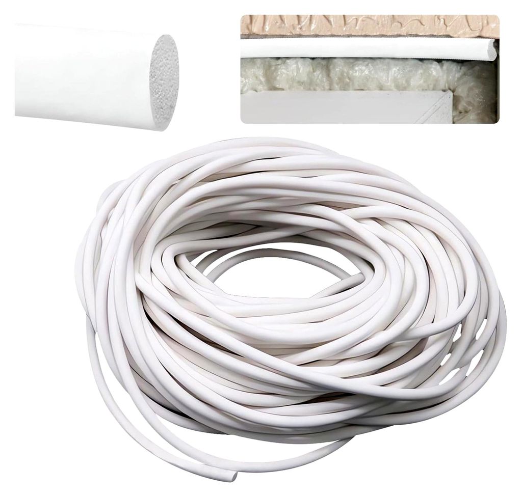 Ø 4mm Fugen Dichtschnur, 10 Meter Dichtung Schaum Rundschnur, Silikon Runde Dichtschnur für Fugen, Weiß Schaumstoffstreifen, Fugenfüllprofil f...
