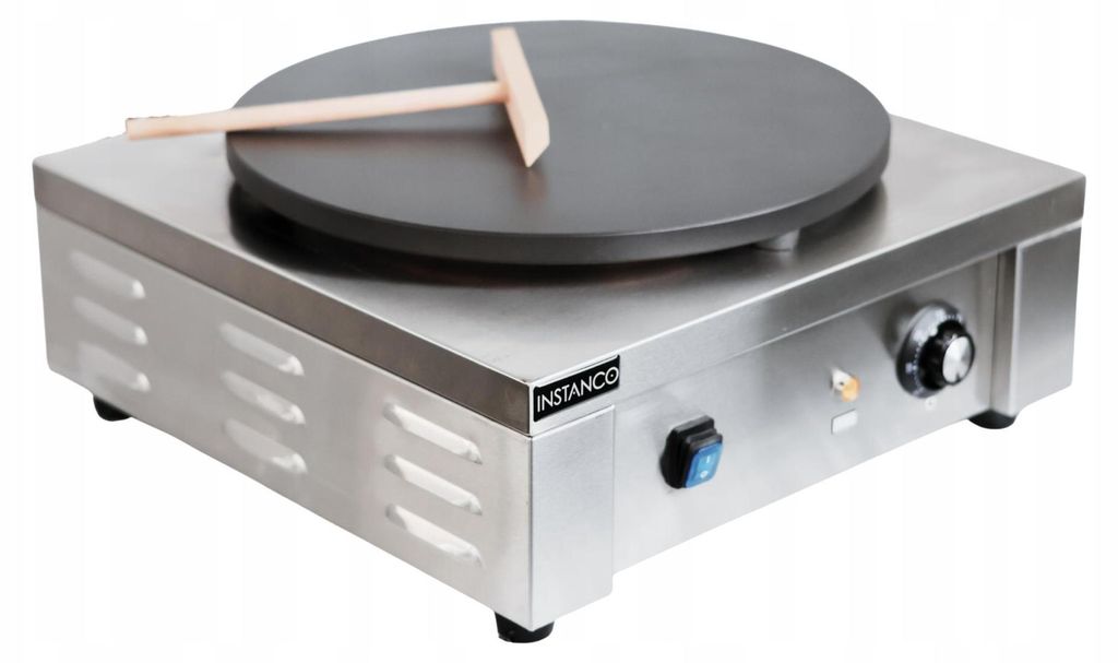 Instanco Profi Crêpes-Maker 3000 W, Gussplatte Ø40 cm mit Keramikbeschichtung, Thermostat 50–250 °C, Edelstahlgehäuse, 230 V
