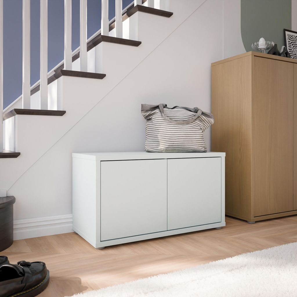 Forte ALICE SPRINGS Sitzbank 70 80, 2-türig, modern-minimalistisch, Holzwerkstoff, Flur/Schlafzimmer, Secret Grey, 74,5 cm breit x 41,5 cm hoch x ...