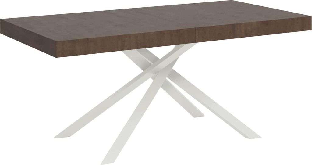 ITYHOME - Ausziehtisch 160/244x80 cm Karida Nussbaum Tischbeine Weiß