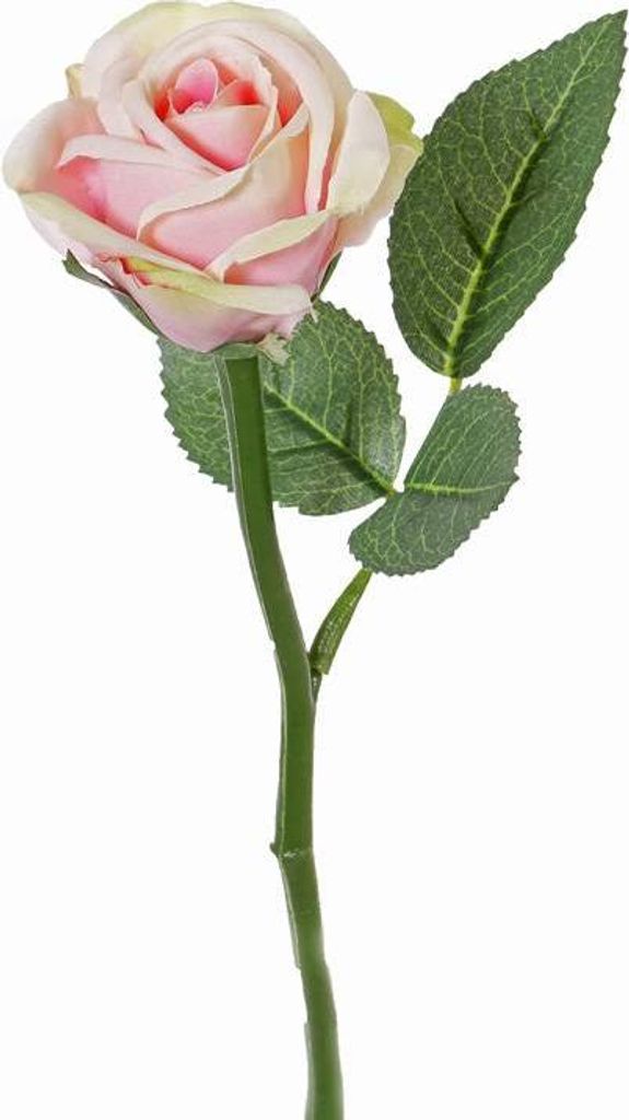 artplants.de Künstliche Mini Rose GABI, rosa - grün, 25cm, Ø 5cm - Kunstrosen - Künstlicher Rosenstrauß