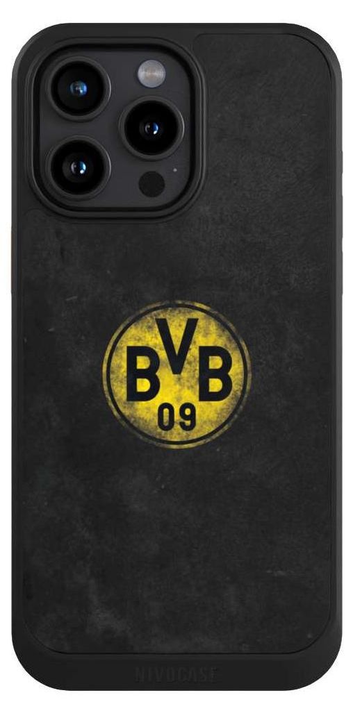 NIVOCASE Hülle für Apple iPhone 15 Pro Max Handyhülle NIVOcore Case Schwarz BVB Borussia Dortmund Fanartikel