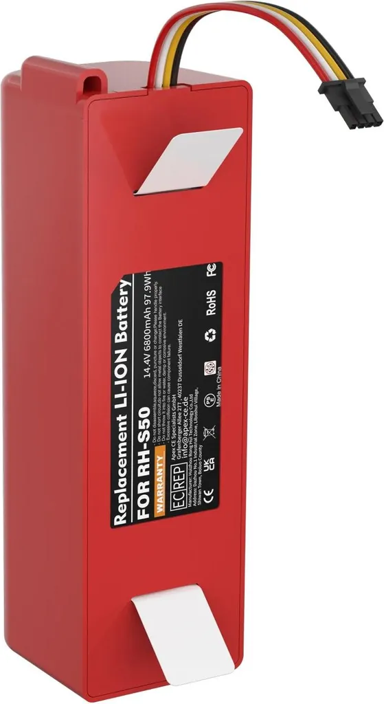 Batteria Potenziata 6800mAh 14,4V per Xiaomi Roborock S5 S6 - Alta Densità