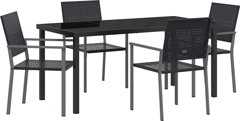 Garten Essgruppe 5 pcs Schwarz PE-Rattan