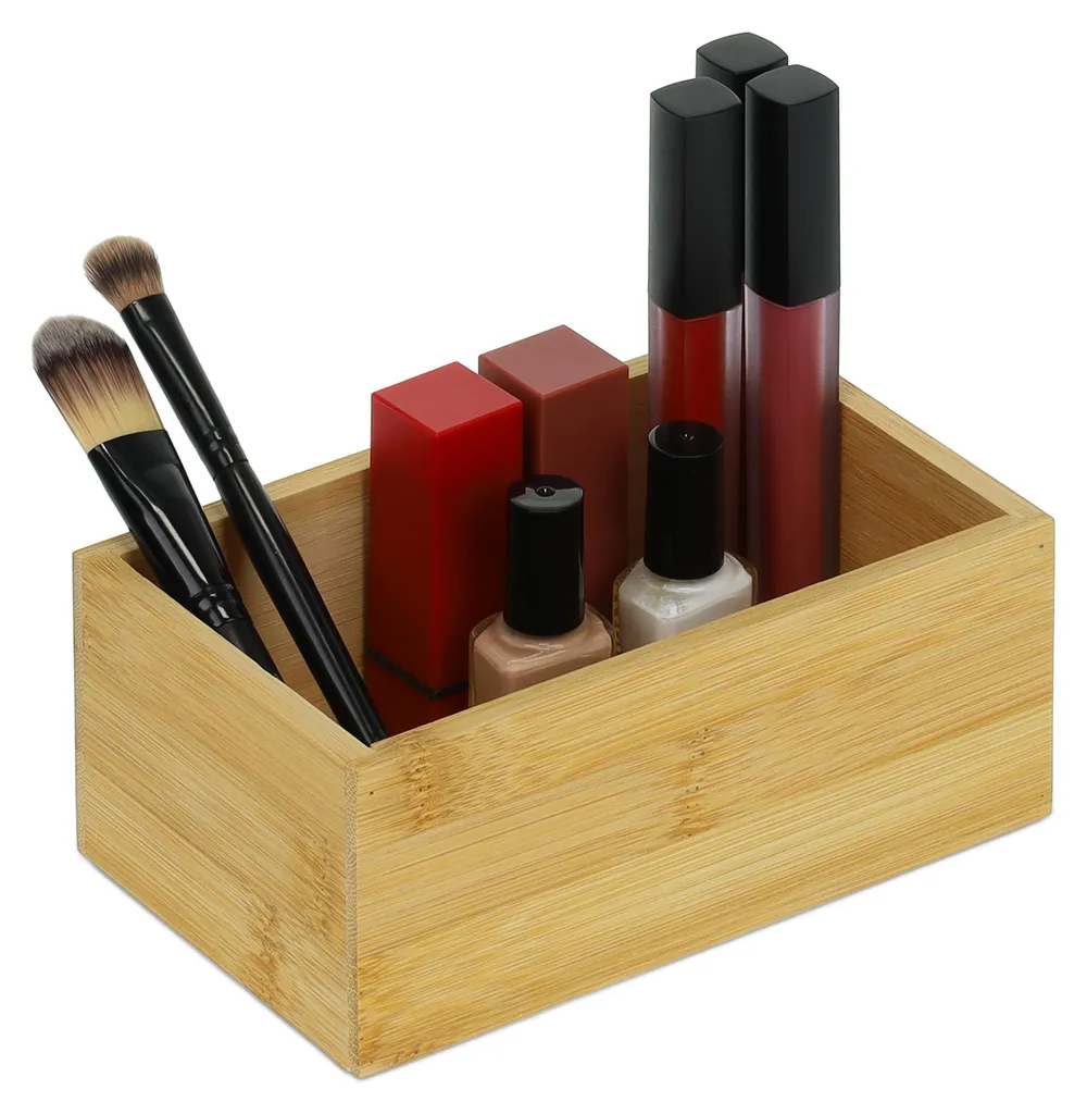 Boîte rangement bambou 16,5x10cm - Rangement salle de bain et cuisine gain place
