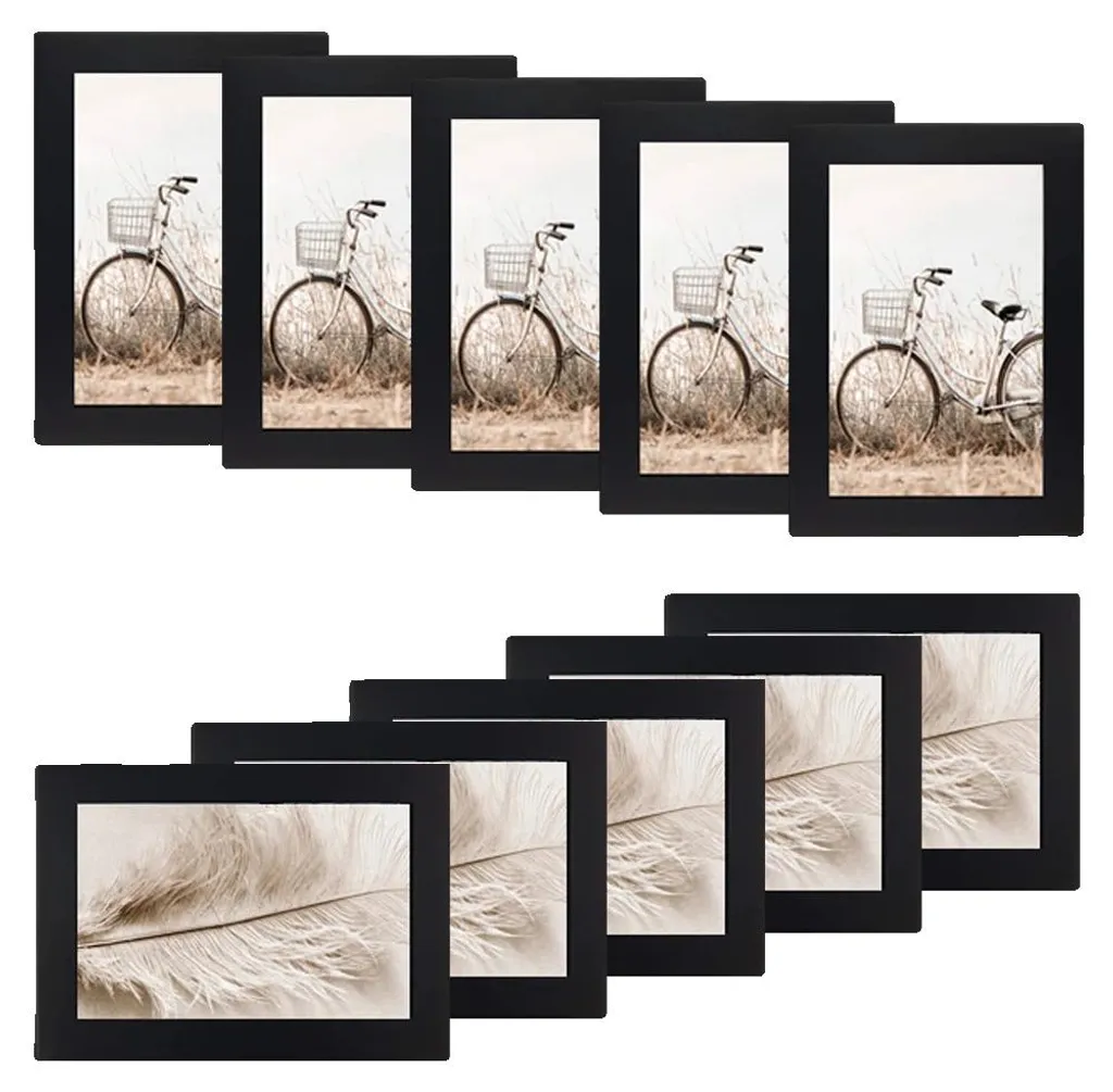 Cadre photo pour cadeaux de famille, bois massif et design collage 10x15cm