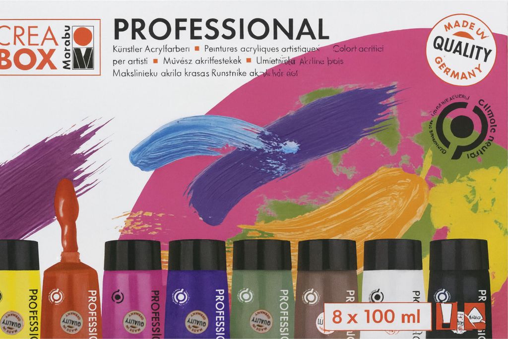 Acrylfarben Crea Box Marabu Professional Künstler 8 x 100ml Produktbild 