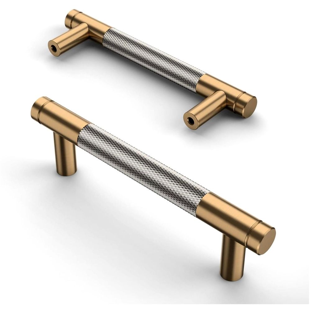 10 Stück Schrankgriffe in Gold und Grau mit einem Lochabstand von 96 mm für Küchenschränke