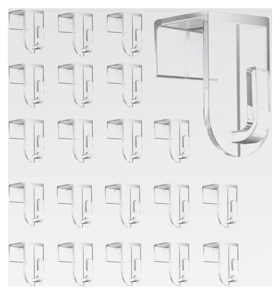 20 x Dekohaken für Fenster und Türen zum Einhängen von Dekoration bis 1,5 cm Dicke / je 3,5 x 2 x 2,8 cm (transparent)