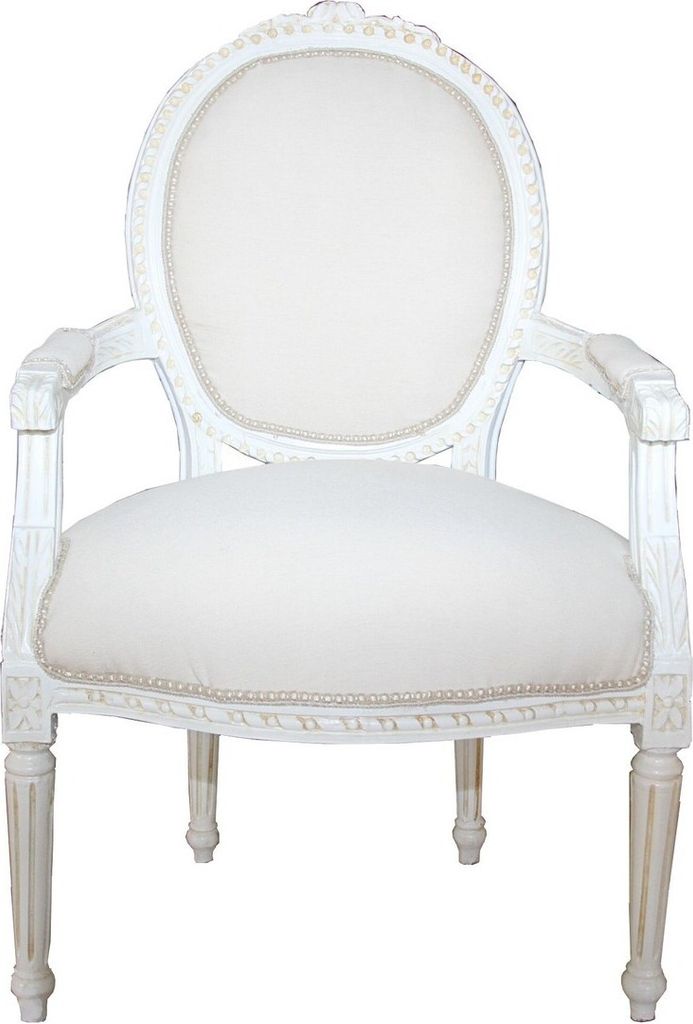 Casa Padrino Barock Salon Stuhl Antik Stil Creme - Weiss - Möbel Antik Stil