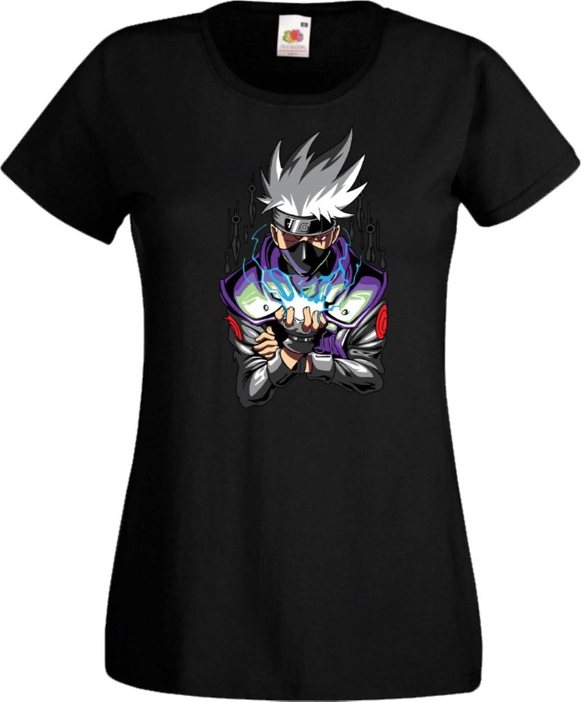 Damen T-Shirt Naruto Kakashi Hatake Sharingan Var-036 Kakashi Sharingan, Lady M / Schwarz