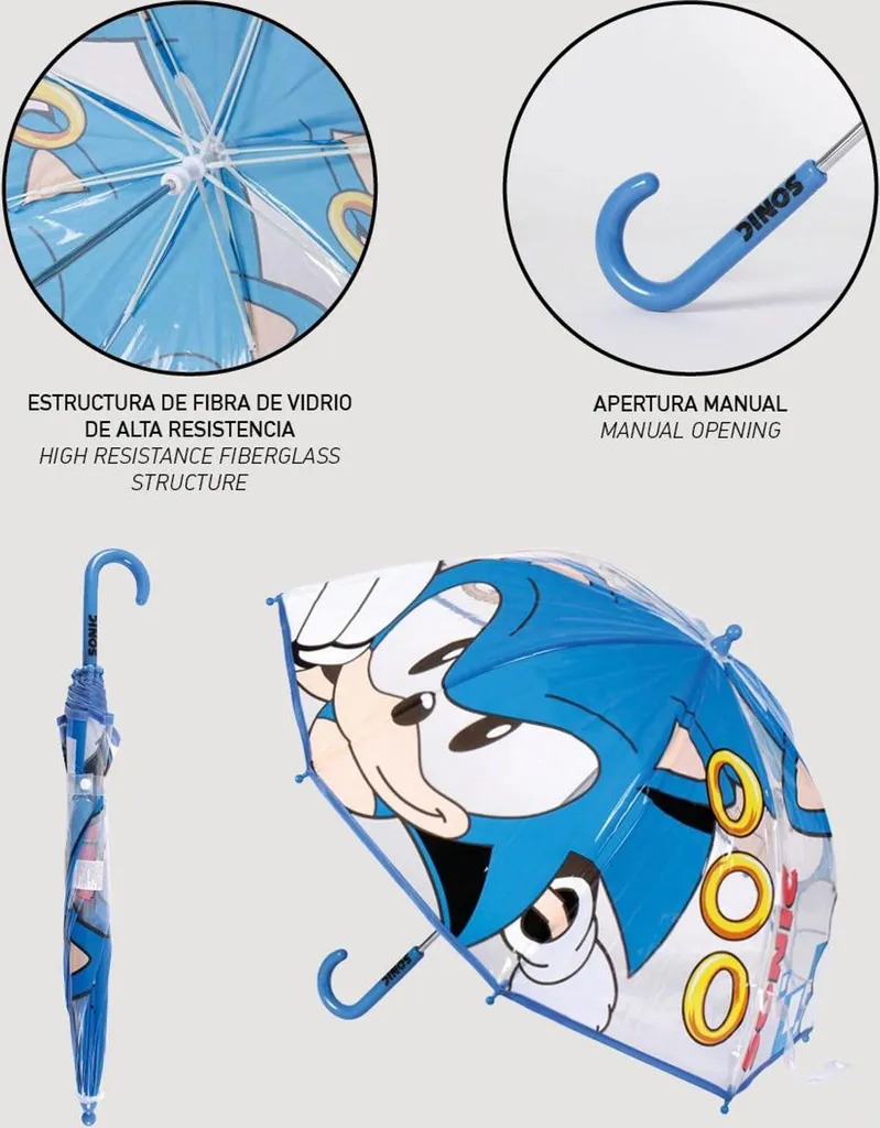 Ombrello Sonic Ufficiale 71cm - Accessorio Pioggia Gaming - 7