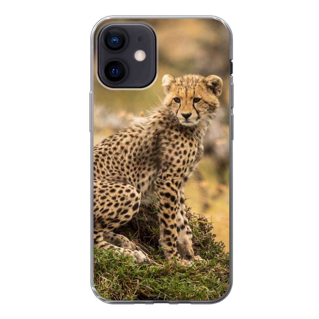 MuchoWow Handyhülle Schutzhülle Hülle für iPhone 12 Leopard - Wald - Tier Silikon Softcase Handy Hülle - Schutzhülle