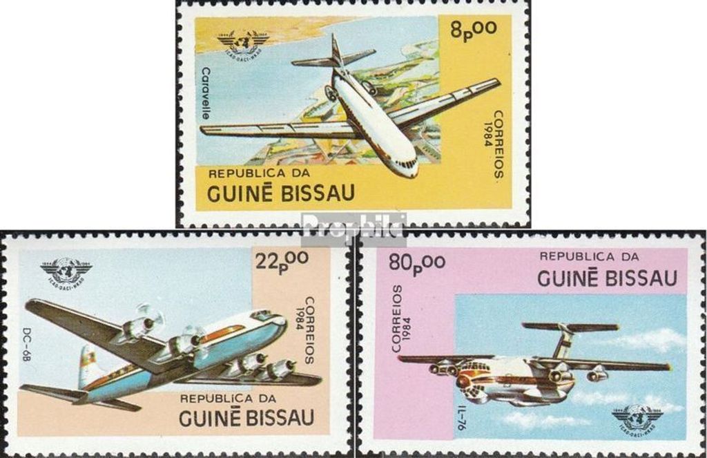 Briefmarken Guinea-Bissau 1984 Mi 754-756 (kompl.Ausg.) postfrisch Zivilluftfahrt