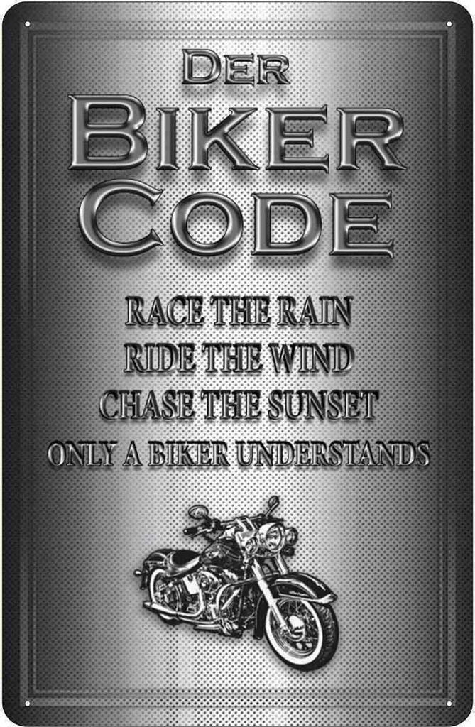 vianmo Blechschild 18x12 cm Motorrad Biker Code race the rain ride Auto Garage Werkstatt