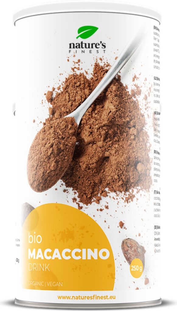 Nature’s Finest -Macaccino Pulver – Superfood Mischung aus Kakao & Maca – Gesunde Alternative zu Kaffee – 250 g