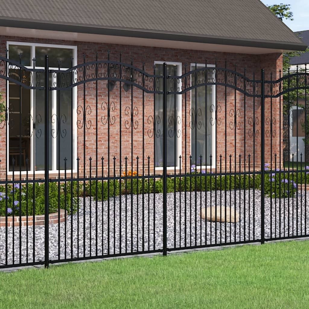 Gartenzaun mit Speerspitzen Schwarz 222 cm Stahl , Drahtzäune Design 2024