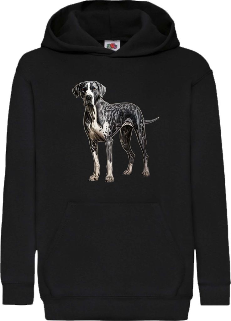 Kinder Kapuzenpullover Dogs Breeds Great Dane Dog Breed 006, 5-6 Jahr - 116 / Schwarz
