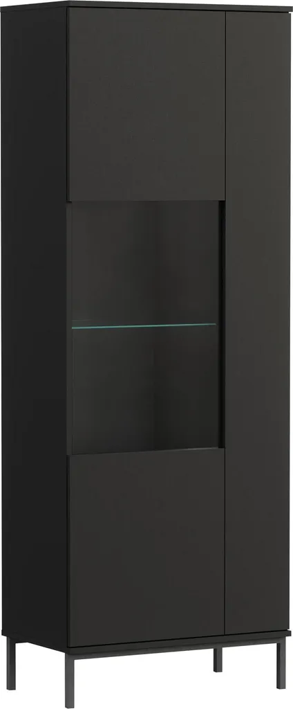 Vitrine FULTON noire 180cm en métal robuste et finitions haut de gamme