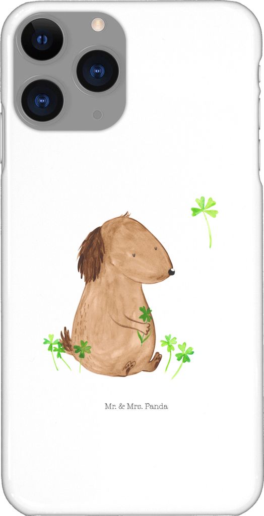 Mr. & Mrs. Panda Iphone 11 Pro Handyhülle Hund Kleeblatt - Weiß - Geschenk, Glück, Premium Kunststoff, Viel, Sprüche, Hundeliebe, Handy Case