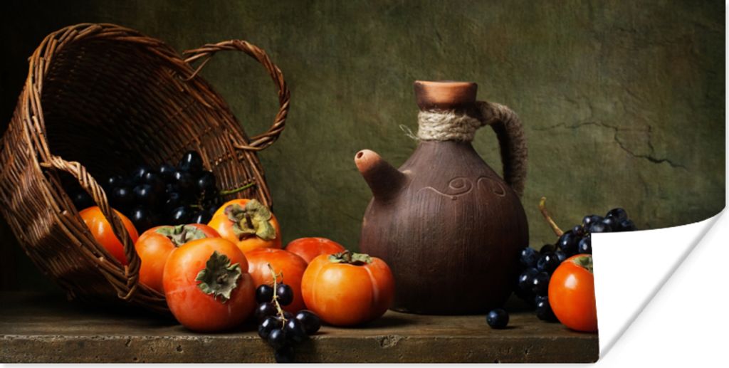MuchoWow Poster Rustikal - Obst - Korb - Stilleben 120x60 cm - Bild
