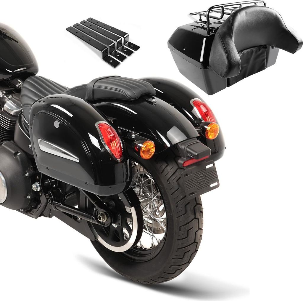 Chopper Seitenkoffer Michigan je 18l + Haltesatz + Chopper Topcase + G