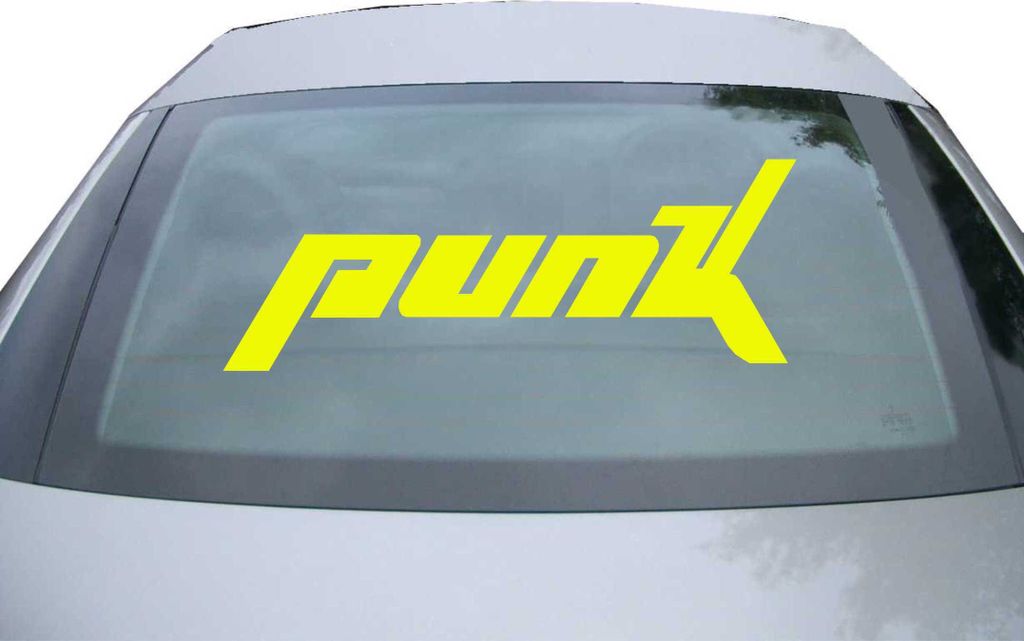 Indigos UG - Aufkleber Heckscheibe & Motorklappe DE7061 - neongelb - 600x486 mm - Punk Schriftzug Musikrichtung Style - Auto Scheiben Fenster Heckk...