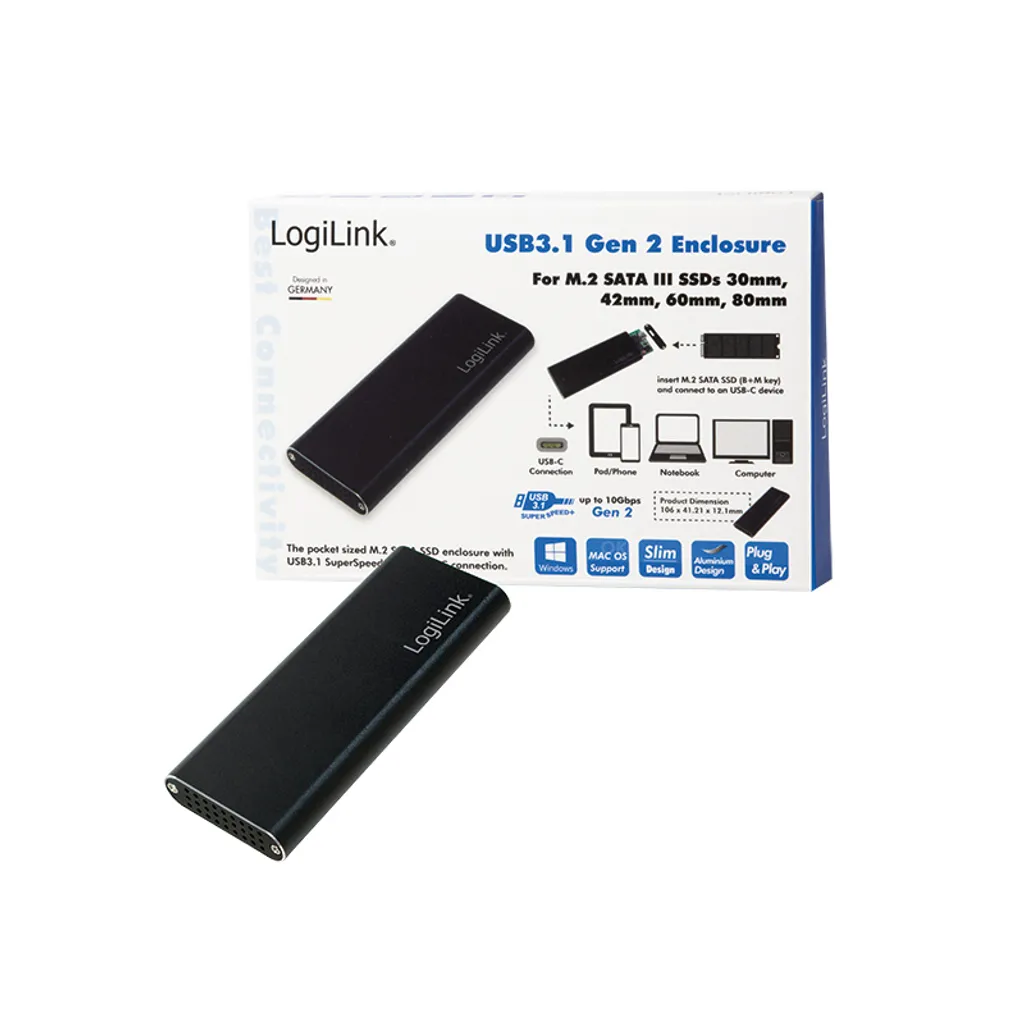 Adattatore Esterno M.2 USB-C Logilink | Alluminio Slim 10Gbps - 3