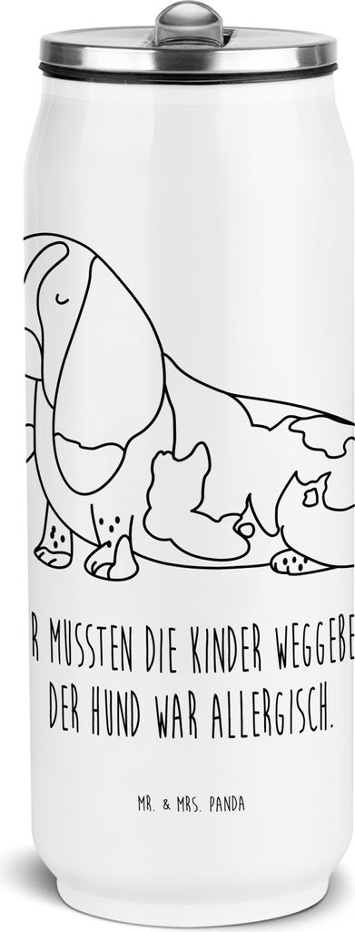 Mr. & Mrs. Panda Sportflasche Hund Basset Hound - Weiß - Geschenk, sport trinkflasche, Edelstahlflasche, Thermosflasche, Edelstahl, Lustig, Thermo...