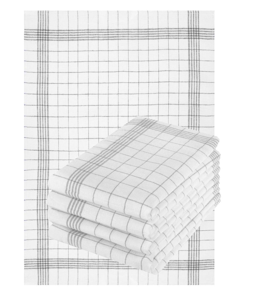 Betz 5 Stück Geschirrtücher 50 x 70 cm Halbleinen Karo MCT-11 Gläsertücher Küchentücher Farbe: grau