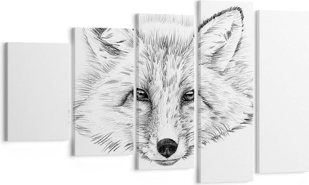Bild auf Leinwand - Leinwandbild - Wolf Kinder Skizze illustriert - 100x60cm - Wand Bild - Wanddeko - Leinwanddruck - Bilder - Kunstdruck - Wanddek...